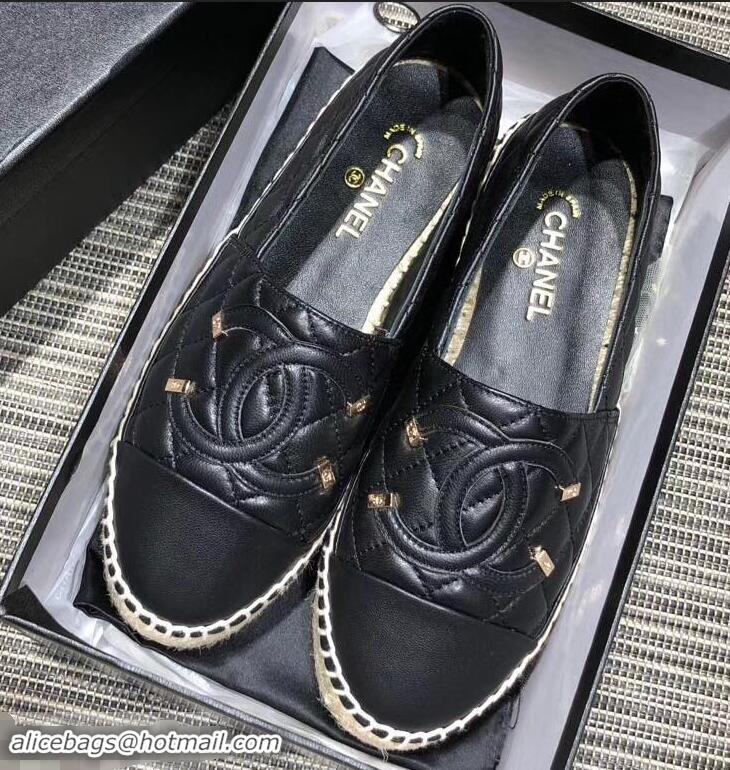 Wholesale Faux Chanel CC Filigree Espadrilles C95313 Black 2019