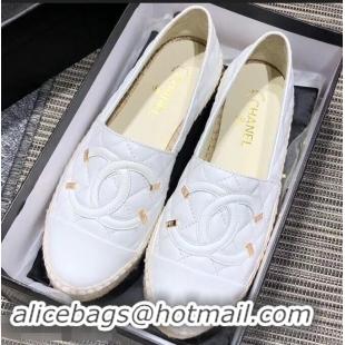 Cheap Faux Chanel CC Filigree Espadrilles C95313 White 2019