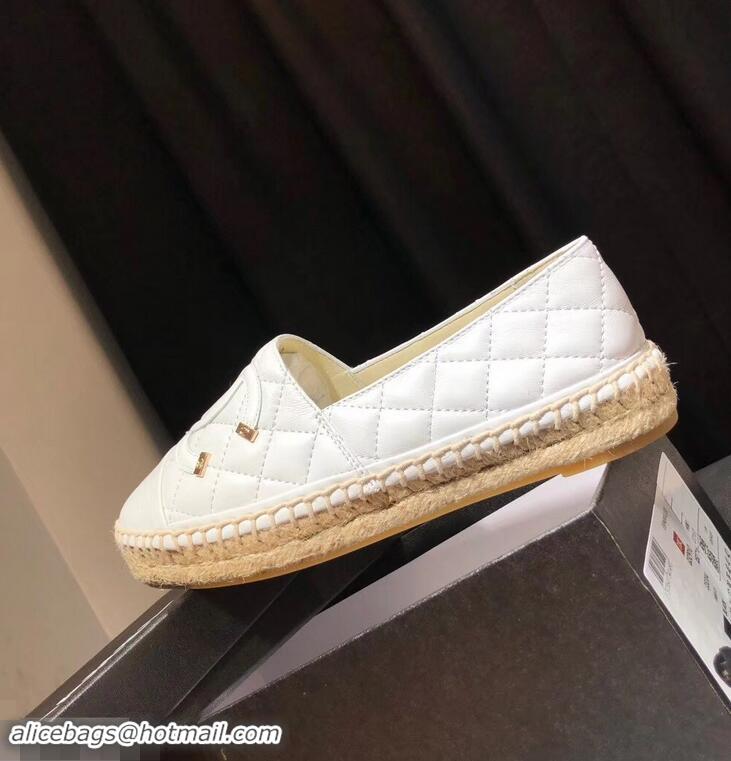 Cheap Faux Chanel CC Filigree Espadrilles C95313 White 2019