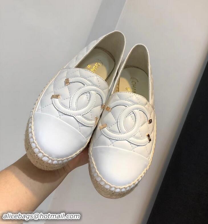 Cheap Faux Chanel CC Filigree Espadrilles C95313 White 2019