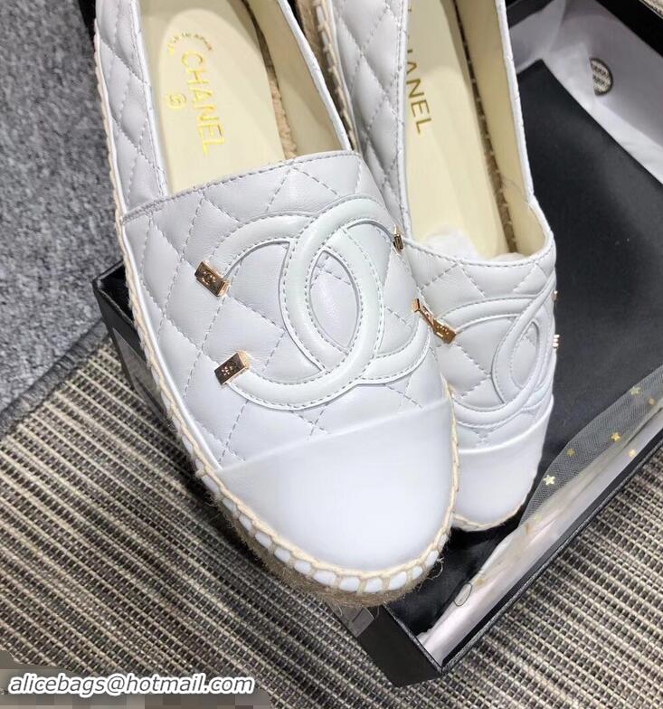 Cheap Faux Chanel CC Filigree Espadrilles C95313 White 2019