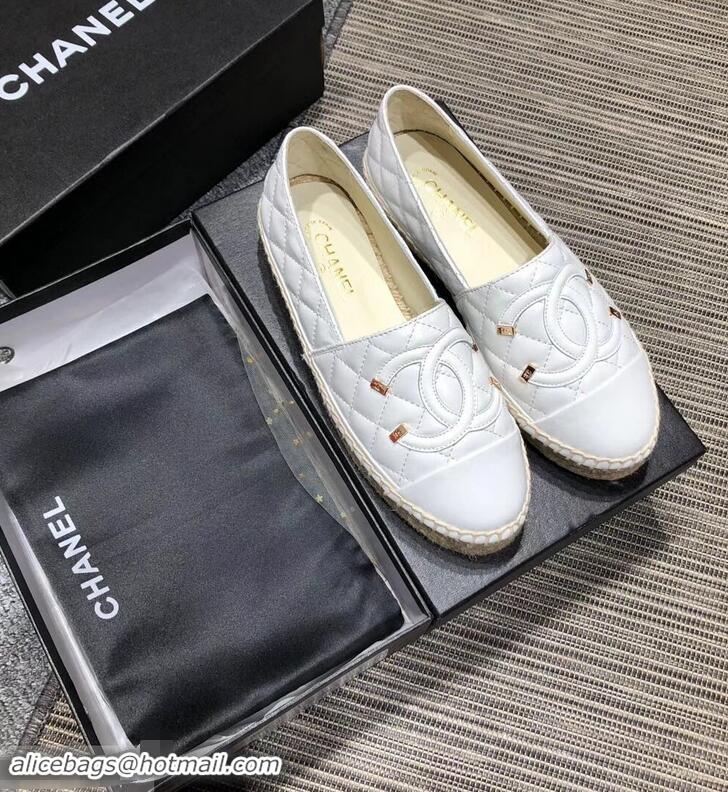 Cheap Faux Chanel CC Filigree Espadrilles C95313 White 2019