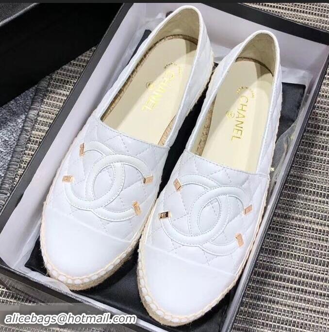 Cheap Faux Chanel CC Filigree Espadrilles C95313 White 2019