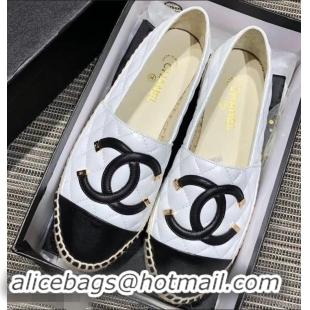 New Fashion Chanel CC Filigree Espadrilles C95315 White/Black 2019