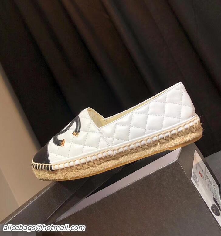 New Fashion Chanel CC Filigree Espadrilles C95315 White/Black 2019