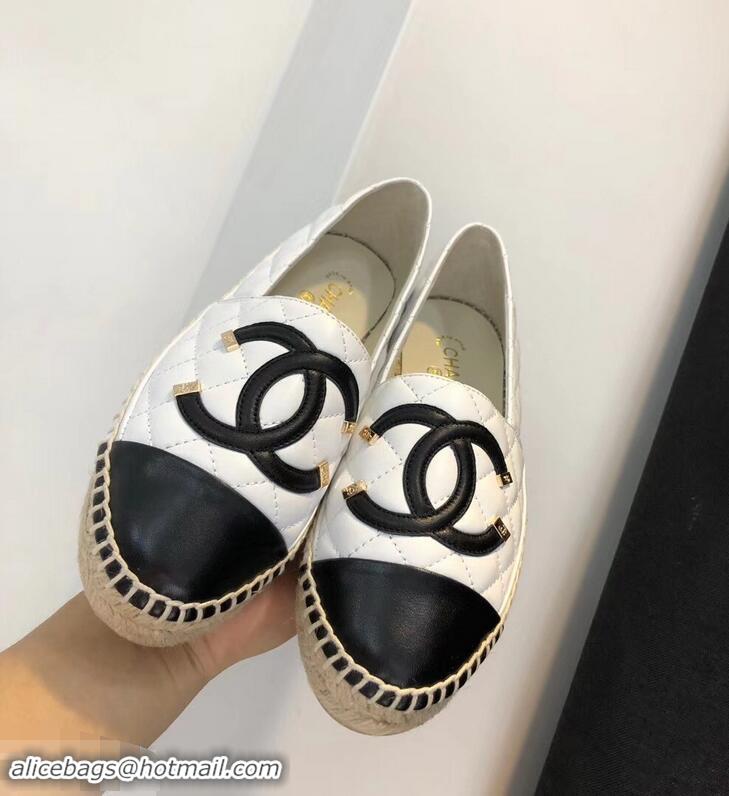 New Fashion Chanel CC Filigree Espadrilles C95315 White/Black 2019