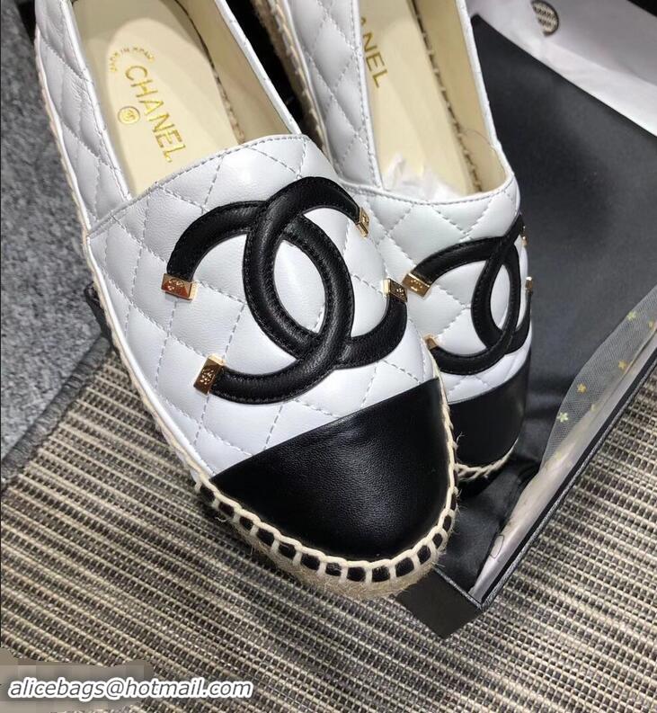 New Fashion Chanel CC Filigree Espadrilles C95315 White/Black 2019