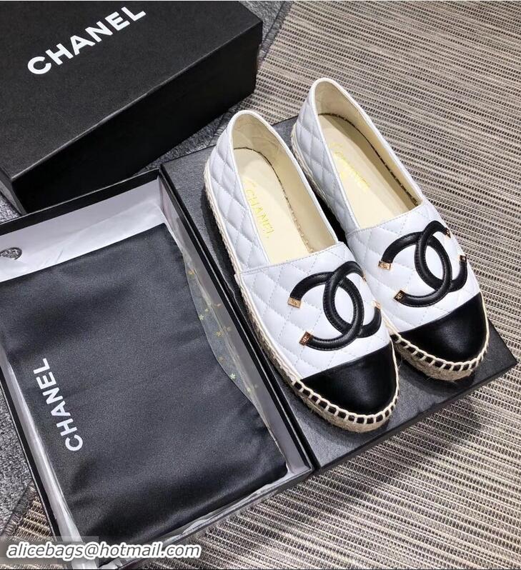 New Fashion Chanel CC Filigree Espadrilles C95315 White/Black 2019