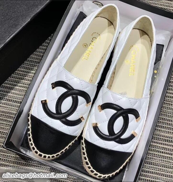 New Fashion Chanel CC Filigree Espadrilles C95315 White/Black 2019