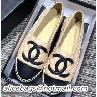 Fashion Knockoffs Chanel CC Filigree Espadrilles C95315 Beige/Black 2019