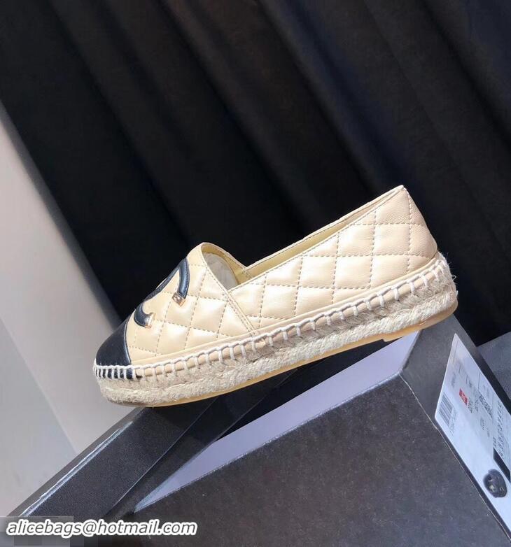 Fashion Knockoffs Chanel CC Filigree Espadrilles C95315 Beige/Black 2019