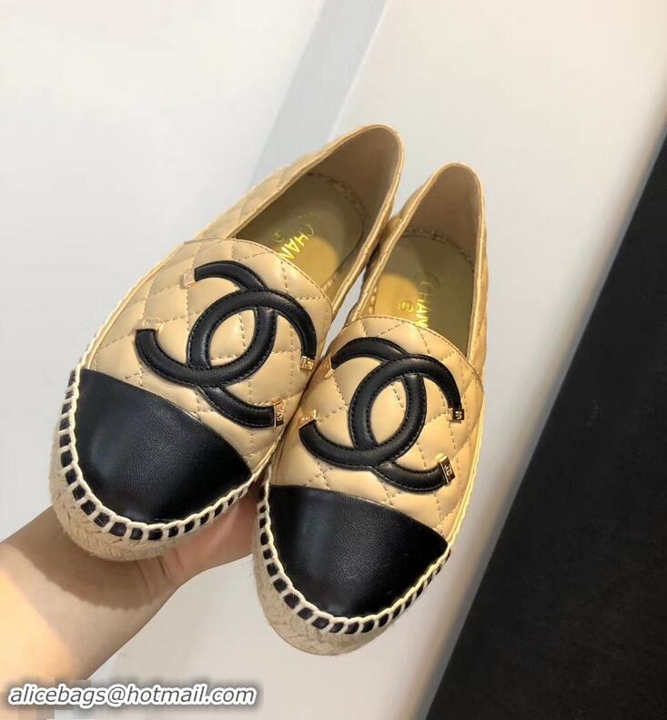 Fashion Knockoffs Chanel CC Filigree Espadrilles C95315 Beige/Black 2019