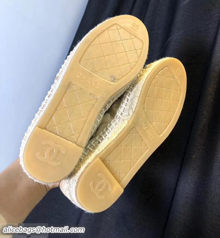 Fashion Knockoffs Chanel CC Filigree Espadrilles C95315 Beige/Black 2019