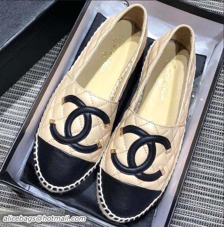 Fashion Knockoffs Chanel CC Filigree Espadrilles C95315 Beige/Black 2019