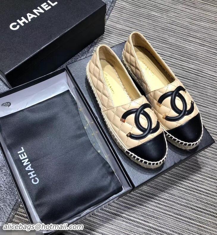 Fashion Knockoffs Chanel CC Filigree Espadrilles C95315 Beige/Black 2019