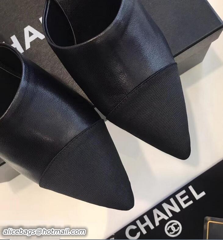 New Cheapest Chanel Pearl Heel 8.5cm Mules G32100 Black 2019