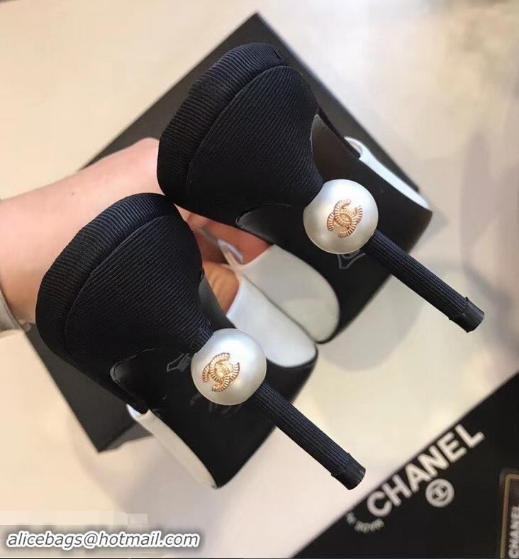 Inexpensive Chanel Pearl Heel 8.5cm Mules G32100 White 2019