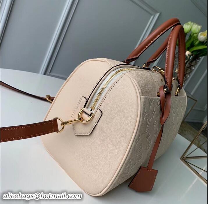 New Design Louis Vuitton Monogram Empreinte Speedy Bandouliere 25 Bag M44736 Creme Caramel 2019