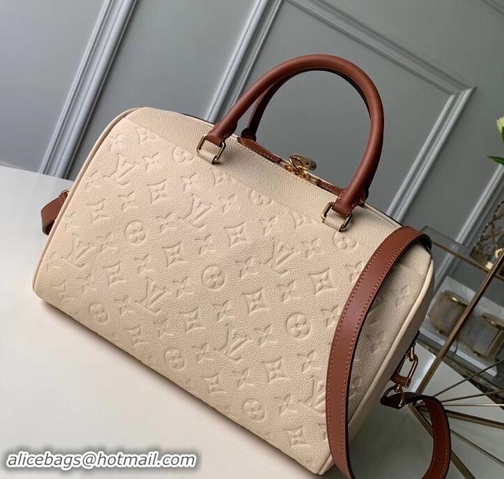 New Design Louis Vuitton Monogram Empreinte Speedy Bandouliere 25 Bag M44736 Creme Caramel 2019