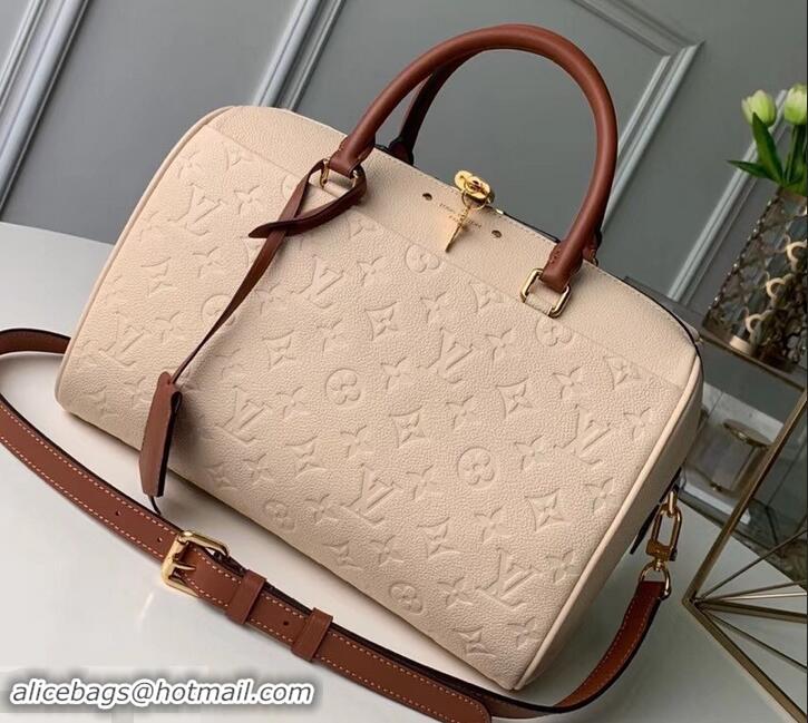 New Design Louis Vuitton Monogram Empreinte Speedy Bandouliere 25 Bag M44736 Creme Caramel 2019