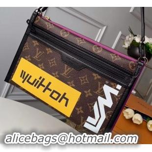 Best Quality Louis Vuitton Monogram Canvas Chalk Double Flat Messenger Bag M44641 Marron 2019