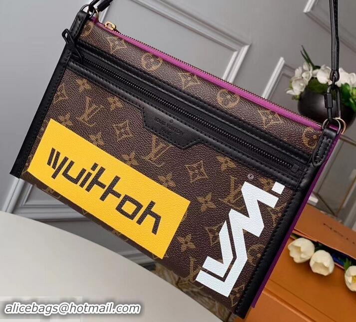 Best Quality Louis Vuitton Monogram Canvas Chalk Double Flat Messenger Bag M44641 Marron 2019