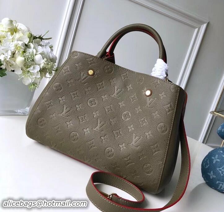 Super Quality Louis Vuitton Monogram Empreinte Leather Montaigne MM Bag M43660 Kaki Fango