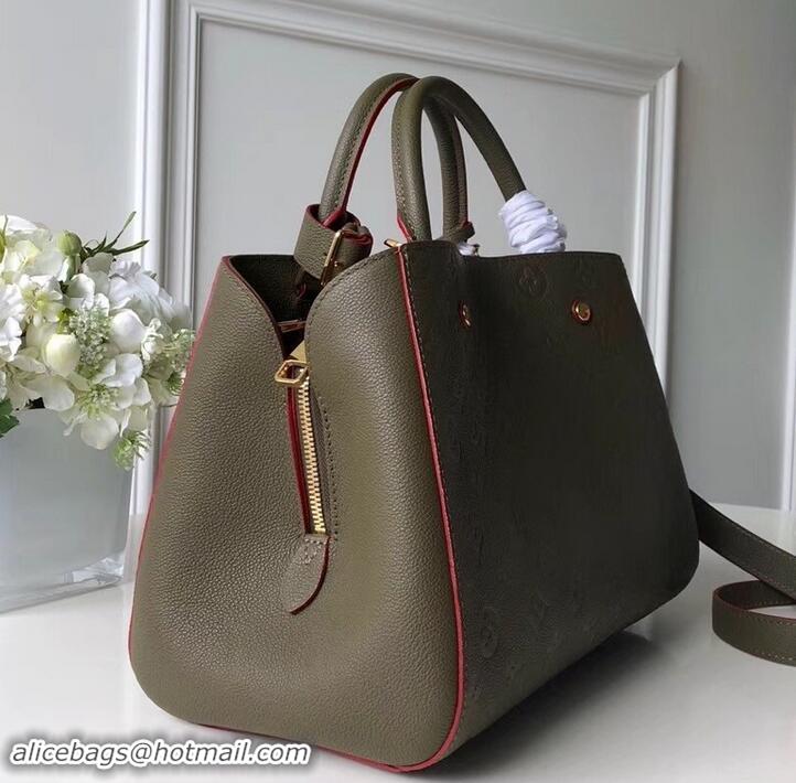 Super Quality Louis Vuitton Monogram Empreinte Leather Montaigne MM Bag M43660 Kaki Fango