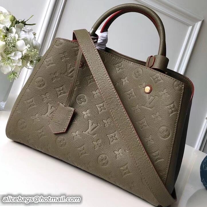 Super Quality Louis Vuitton Monogram Empreinte Leather Montaigne MM Bag M43660 Kaki Fango