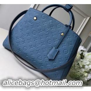 Good Product Louis Vuitton Monogram Empreinte Leather Montaigne MM Bag M43660 Bleu Jean