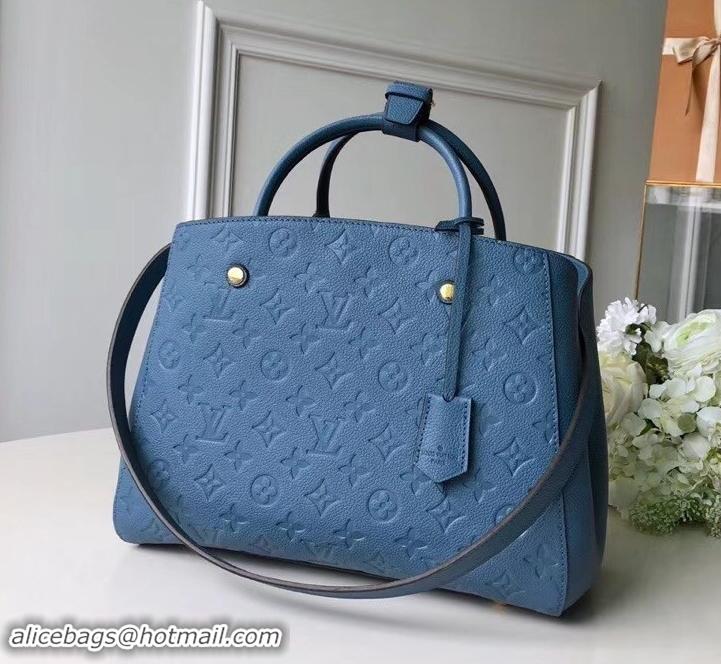 Good Product Louis Vuitton Monogram Empreinte Leather Montaigne MM Bag M43660 Bleu Jean