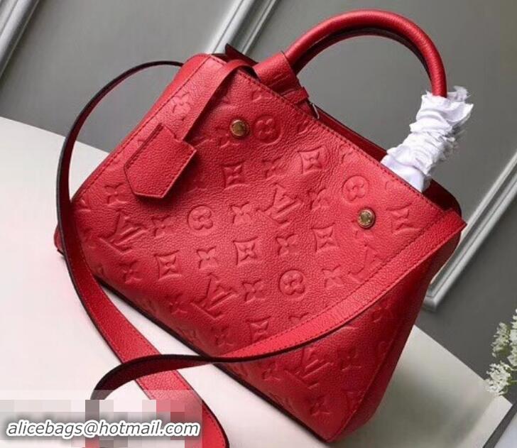 Affordable Price Louis Vuitton Monogram Empreinte Leather Montaigne BB Bag M44160 Cerise