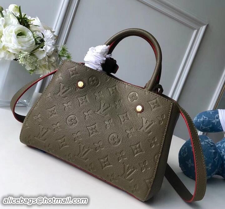 Unique Grade Louis Vuitton Monogram Empreinte Leather Montaigne BB Bag M41053 Kaki Fango