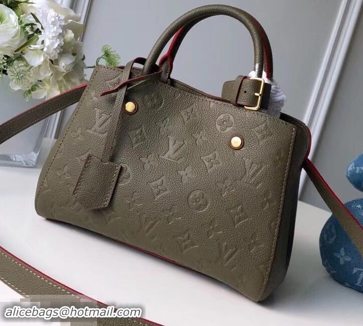 Unique Grade Louis Vuitton Monogram Empreinte Leather Montaigne BB Bag M41053 Kaki Fango