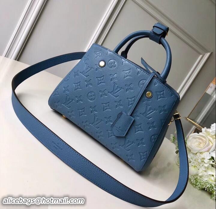 Good Product Louis Vuitton Monogram Empreinte Leather Montaigne BB Bag M44314 Bleu Jean