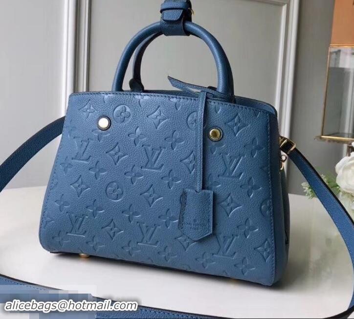 Good Product Louis Vuitton Monogram Empreinte Leather Montaigne BB Bag M44314 Bleu Jean