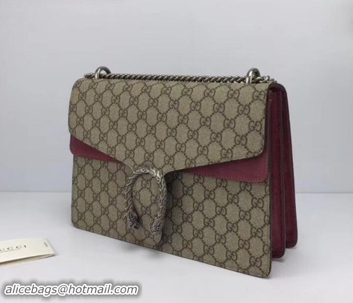 Perfect Gucci GG Supreme Canvas Dionysus Medium Shoulder Bag 403348/400235 Date Red