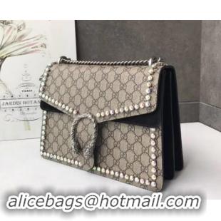 Discount Gucci Crystal GG Supreme Canvas Dionysus Medium Shoulder Bag 403348/400235 Black