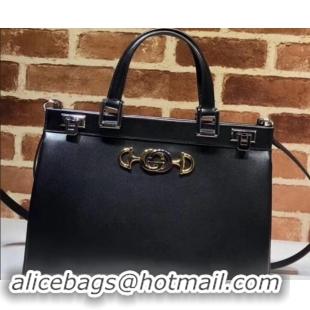 Good Quality Gucci Zumi Smooth Leather Medium Top Handle Bag 564714 Black 2019