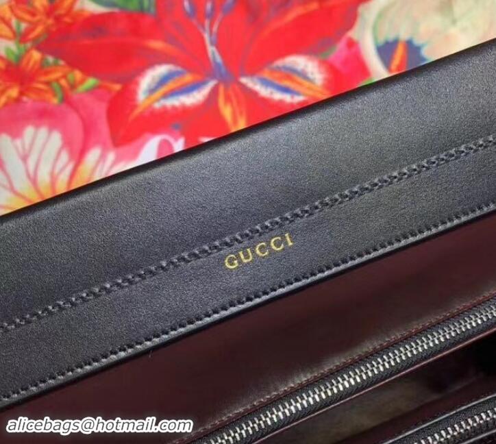 Good Quality Gucci Zumi Smooth Leather Medium Top Handle Bag 564714 Black 2019