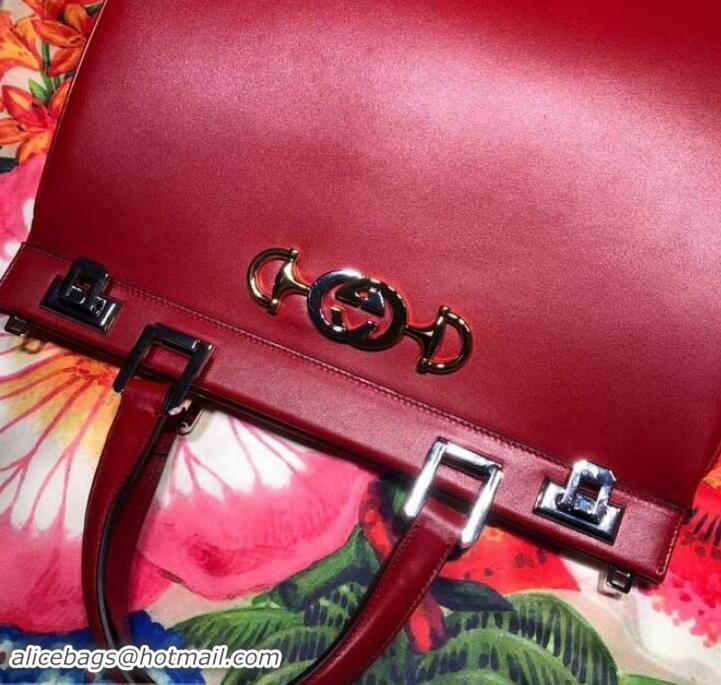 Best Product Gucci Zumi Smooth Leather Medium Top Handle Bag 564714 Red 2019