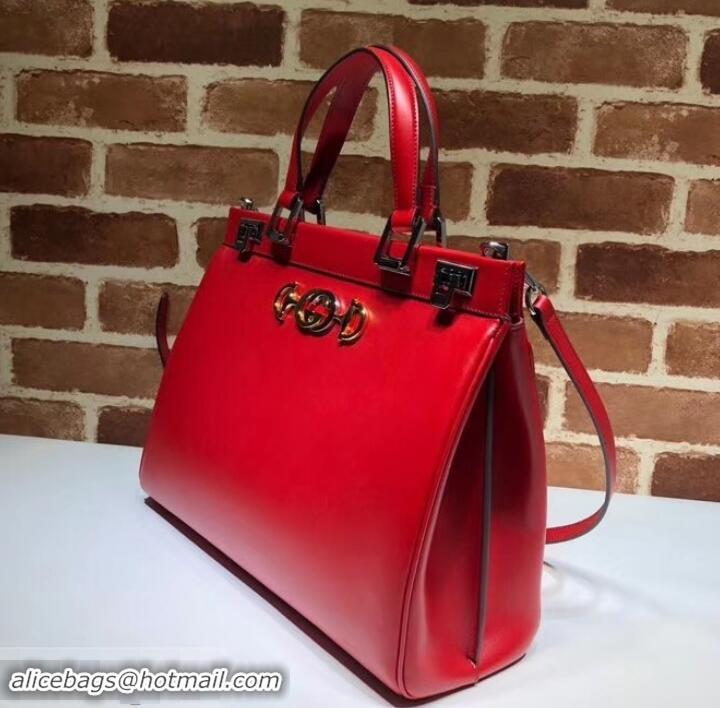 Best Product Gucci Zumi Smooth Leather Medium Top Handle Bag 564714 Red 2019