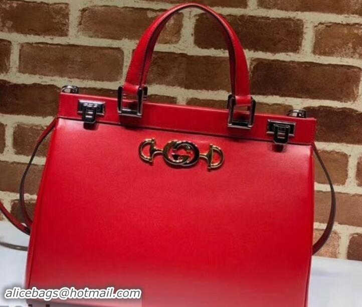 Best Product Gucci Zumi Smooth Leather Medium Top Handle Bag 564714 Red 2019