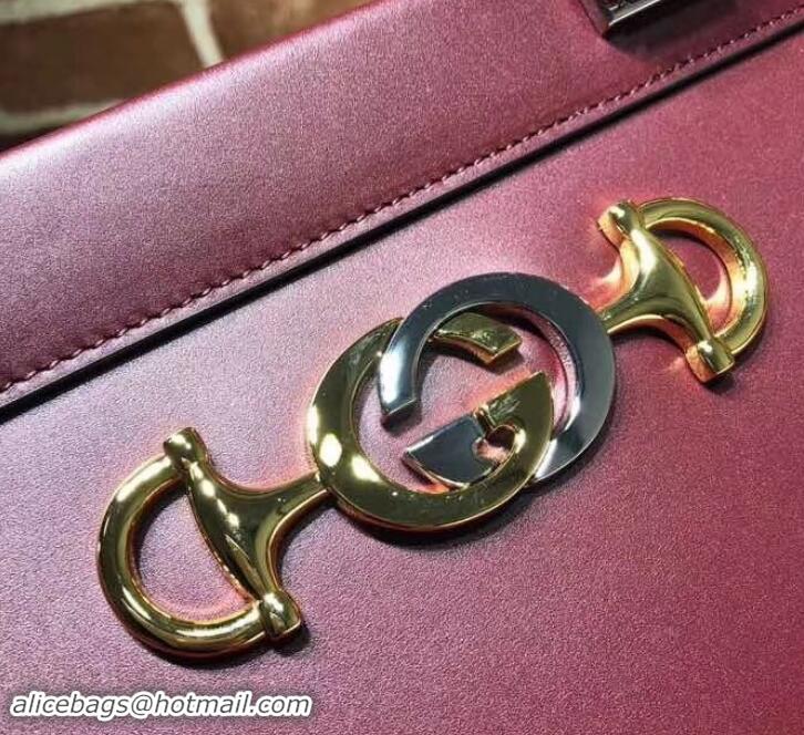 Fashion Luxury Gucci Zumi Smooth Leather Medium Top Handle Bag 564714 Burgundy 2019