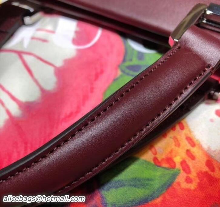 Fashion Luxury Gucci Zumi Smooth Leather Medium Top Handle Bag 564714 Burgundy 2019