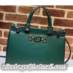 Fashion Gucci Zumi Smooth Leather Medium Top Handle Bag 564714 Green 2019