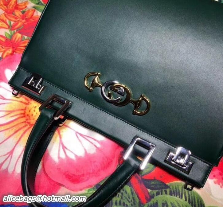 Fashion Gucci Zumi Smooth Leather Medium Top Handle Bag 564714 Green 2019