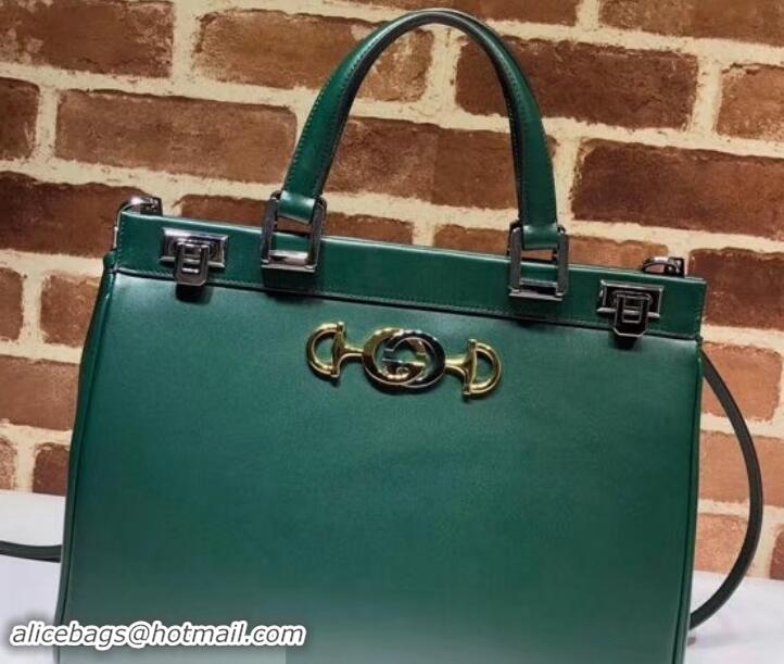 Fashion Gucci Zumi Smooth Leather Medium Top Handle Bag 564714 Green 2019