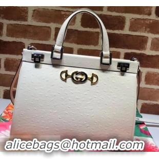 Grade Quality Gucci Zumi Smooth Leather Medium Top Handle Bag 564714 White 2019