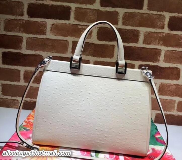 Grade Quality Gucci Zumi Smooth Leather Medium Top Handle Bag 564714 White 2019